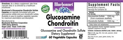Photo of the Bluebonnet Glucosamine Chondroitin label