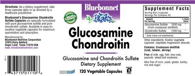 Photo of the Bluebonnet Glucosamine Chondroitin label