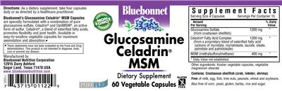 Photo of the Bluebonnet Glucosamine Celadrin MSM label