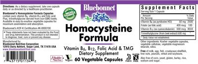 Photo of the Bluebonnet Homocysteine Formula label