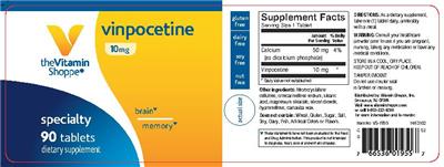 Photo of the The Vitamin Shoppe Vinpocetine 10 mg label