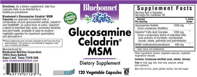 Photo of the Bluebonnet Glucosamine Celadrin MSM label