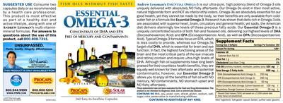 Photo of the ProCaps Laboratories Essential Omega-3 Natural Orange label