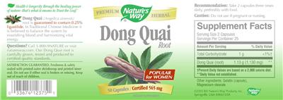 Photo of the Nature's Way Dong Quai Root label