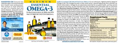 Photo of the ProCaps Laboratories Maximum Essential Omega-3 label