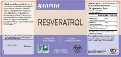 Photo of the MRM Resveratrol label