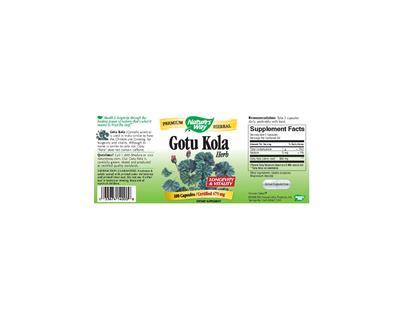 Photo of the Nature's Way Gotu Kola Herb label