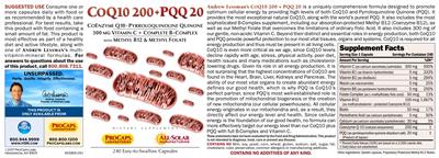 Photo of the ProCaps Laboratories CoQ10 200 + PQQ 20 label