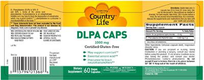 Photo of the Country Life DLPA Caps 1000 mg label