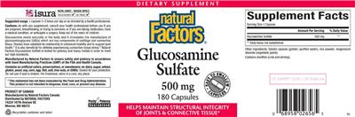 Photo of the Natural Factors Glucosamine Sulfate 500 mg label