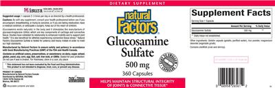 Photo of the Natural Factors Glucosamine Sulfate 500 mg label