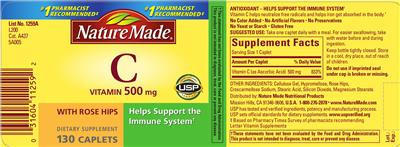 Photo of the Nature Made Vitamin C 500 mg label