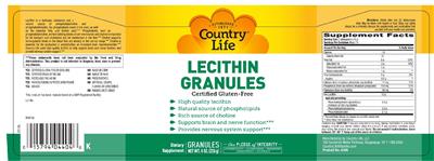 Photo of the Country Life Lecithin Granules label