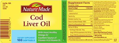 Photo of the Nature Made Cod Liver Oil label