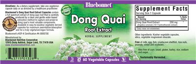 Photo of the Bluebonnet Dong Quai Root Extract label