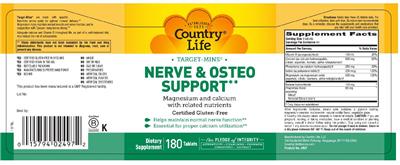 Photo of the Country Life Target-Mins Nerve & Osteo Support label