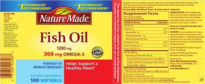 Photo of the Nature Made Fish Oil 1200 mg label