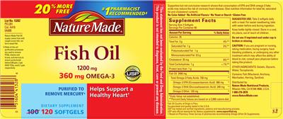 Photo of the Nature Made Fish Oil 1200 mg label
