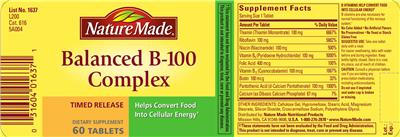 Photo of the Nature Made Balanced B-100 Complex label