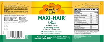 Photo of the Country Life Maxi-Hair Plus label