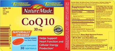 Photo of the Nature Made CoQ10 30 mg label