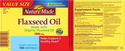 Photo of the Nature Made Flaxseed Oil 1000 mg label