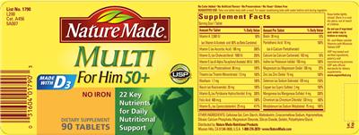 Photo of the Nature Made Multi For Him 50+ label