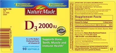 Photo of the Nature Made D3 2000 IU label