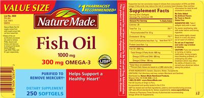 Photo of the Nature Made Fish Oil 1000 mg label