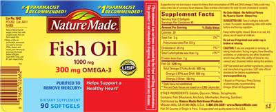 Photo of the Nature Made Fish Oil 1000 mg label