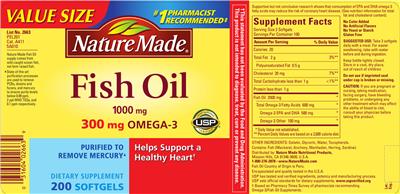 Photo of the Nature Made Fish Oil 1000 mg label