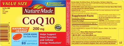Photo of the Nature Made CoQ10 200 mg label