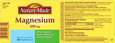 Magnesium 250 mg のラベル画像（NIH DSLD）