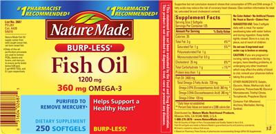 Photo of the Nature Made Fish Oil 1200 mg label
