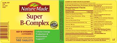 Photo of the Nature Made Super B-Complex label