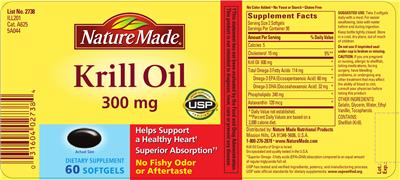 Photo of the Nature Made Krill Oil 300 mg label
