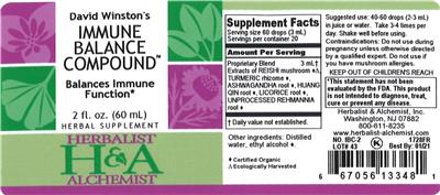 Photo of the Herbalist & Alchemist David Winston's Immune Balance Compound label