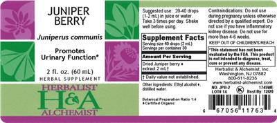 Photo of the Herbalist & Alchemist Juniper Berry label