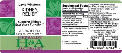 Photo of the Herbalist & Alchemist David Winston's Kidney Relief label
