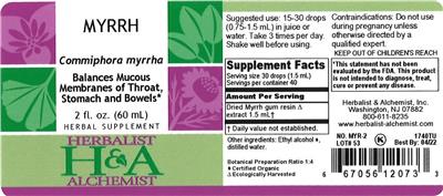 Photo of the Herbalist & Alchemist Myrrh label