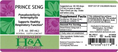 Photo of the Herbalist & Alchemist Prince Seng label