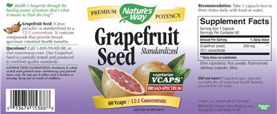 Photo of the Nature's Way Grapefruit Seed Standardized label