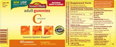 Photo of the Nature Made Vitamin C Adult Gummies Tangerine label