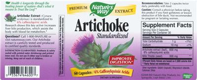 Photo of the Nature's Way Artichoke Standardized label
