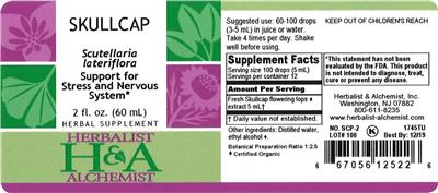 Photo of the Herbalist & Alchemist Skullcap label