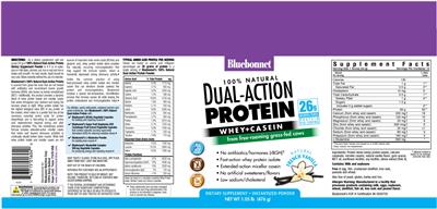 Photo of the Bluebonnet 100% Natural Dual-Action Protein Natural French Vanilla label