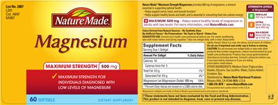 Maximum Strength Magnesium 500 mg のラベル画像（NIH DSLD）