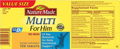 Product label for Multi For Him