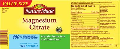 Photo of the Nature Made Magnesium Citrate label