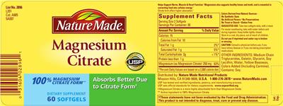 Magnesium Citrate のラベル画像（NIH DSLD）